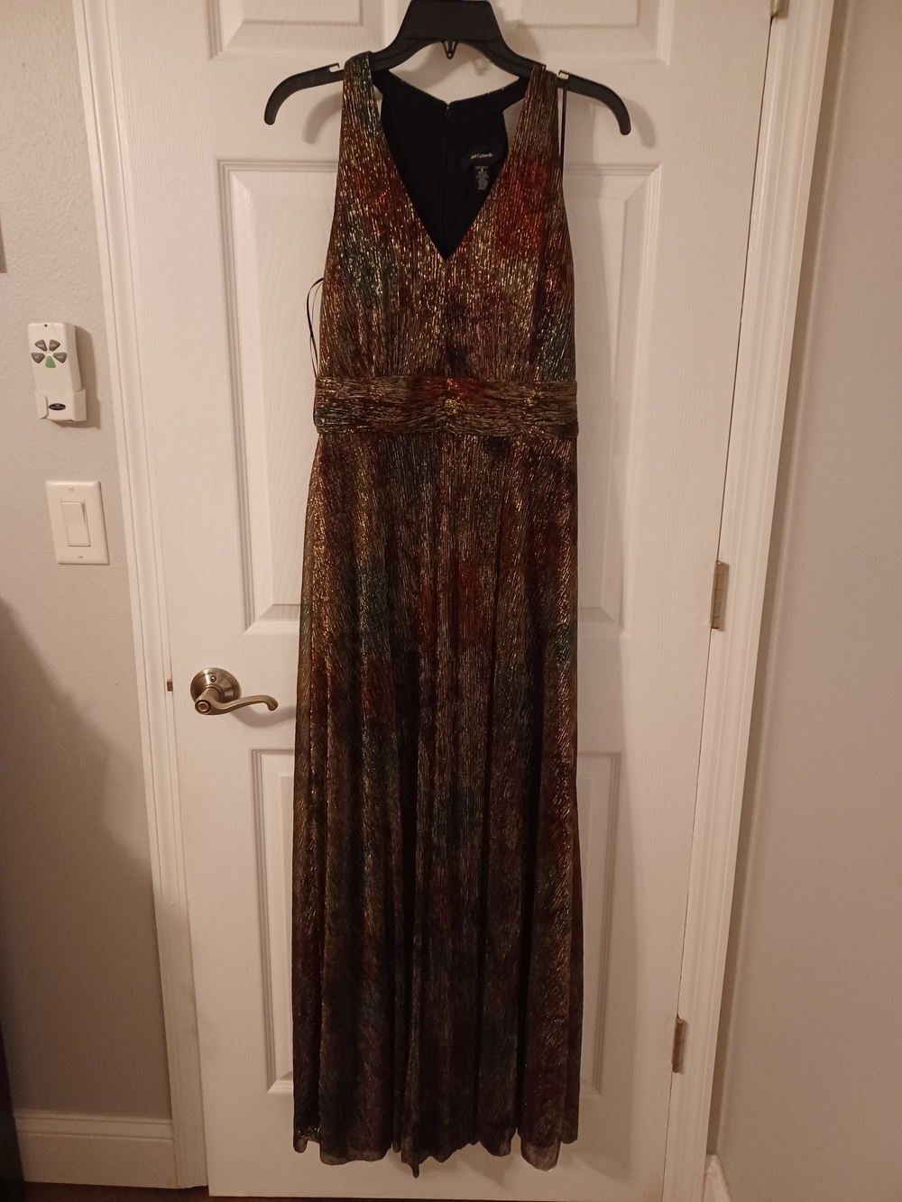 R.M. Richards Elegant Multicolor V-Neck Maxi Dress